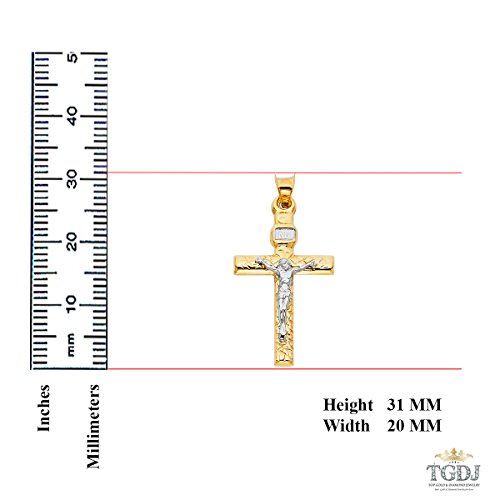 TGDJ 14K Two-Tone Crucifix Pendant – Religious Cross Charm for Necklace – Handcrafted Jewelry for Faith and Style, 31x20mm2