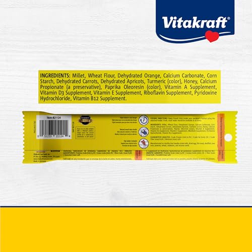 Image of Vitakraft Crunch Sticks Parakeet Treat - 2 Sticks in Orange and Apricot Flavor - Triple Baked with Natural Wood Center - Added Vitamins and Minerals with Cage Clip Holder for Long-Lasting Enrichment