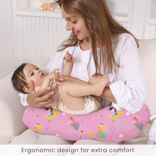 Image of Plushii Nursing Pillow for Breastfeeding, Soft and Supportive Breastfeeding Pillow for Mom and Baby, Cute Feeding Pillow with Removable Cover for 0-12 Months, Moon Fairy