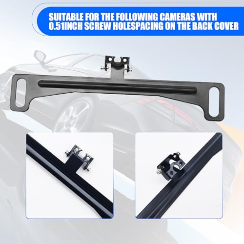 Image of Tesnaao Car Rear View Camera License Plate Bracket, Metal Anti-rust and Shock-proof, Universal Dash Cam Camera Mounting Bracket for Car (Black)