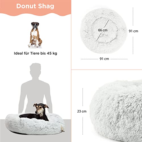 Best Friends by Sheri The Original Calming Donut - Beruhigendes Haustierbett - maschinenwaschbarer Reißverschluss-Bezug - Frostgrau - 91 x 91 cm - L