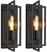 FRIDEKO HOME Wandleuchte Innen Schwarz,2 Stück Wandlampe Vintage Matt Metall Wandleuchten E27 Fas...