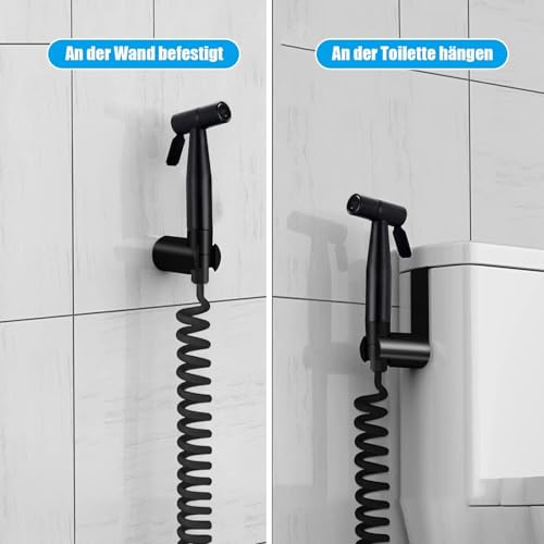 Miniatura 6 de Lhdfyqt Cabezal De Ducha O Bidet Pulverizador, Ducha Wc, Grifo De Bidet Con Manguera 2m, Kit De Rociador De Mano Para Inodoro Kit De Rociador De Bidet De Acero Inoxidable, Para Higiene Diaria Negro
