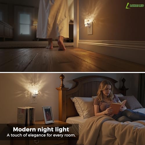 Image of L LOHAS LED Night Light, 2 Pack Night Lights Plug into Wall, 3000K Soft Light LED NightLights, Built in Dusk to Dawn Sensor for Hallway, Bathroom, Rooms