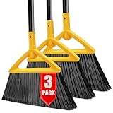 PUTNATRUE Heavy Duty Broom Outdoor and Indoor, 3 Pack Upgraded Commercial Angle Brooms, Perfect Yellow Broom...