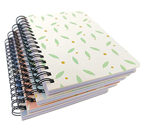 4 Pack A6 Spiral Notebook Journal,Wirebound Ruled Sketch Book Notepad Diary Memo Planner,A6 Size(5.7X4.1") & 80 Sheets (Flower B) #TOP5
