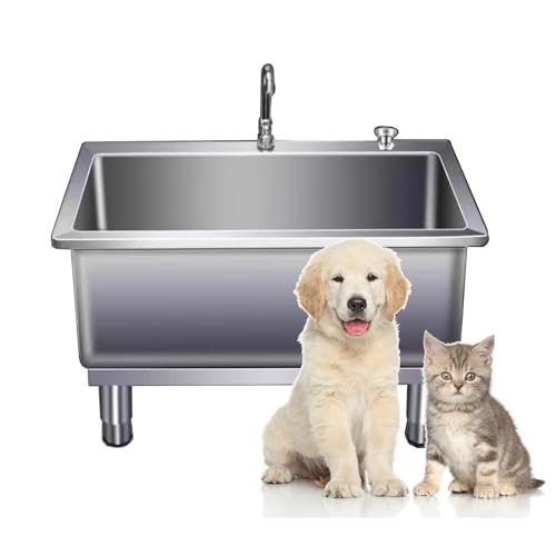 Baignoire pour chien en acier inoxydable pour lavage de petits et moyens animaux