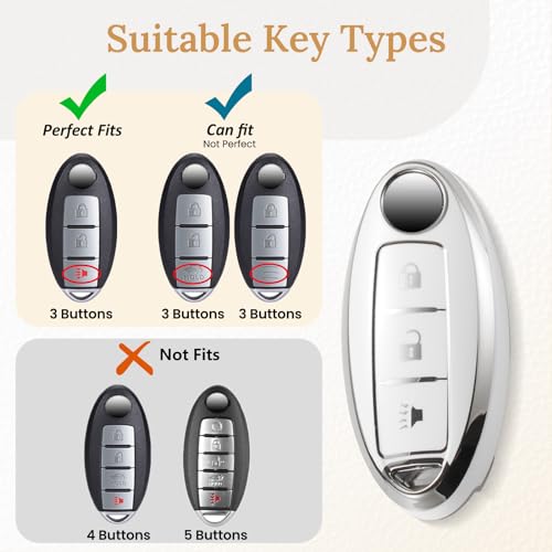 Image of Key Fob Cover for Nissan, Silver Polished Carabiner