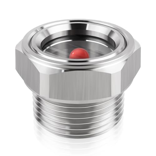 FANOVO 3/4 NPT Sight Glass Replacement for Air Compressor, 304 Stainless Steel Oil Level Sight Plug Gauge, Replacement liquid Indicator Window with Floating Ball, for Air Compressor Pump Tank