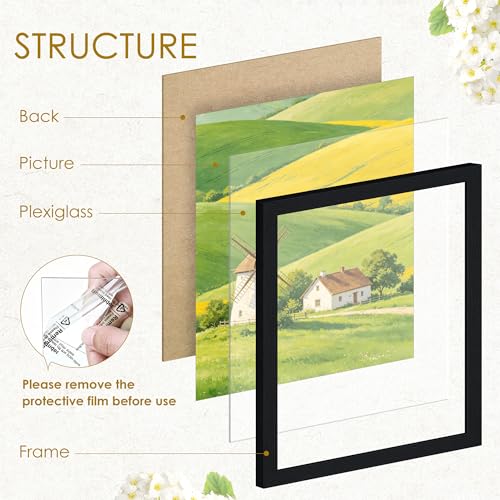 Image of 8x10 Picture Frame Set of 2, Solid Wood Frames, Black Woodgrain