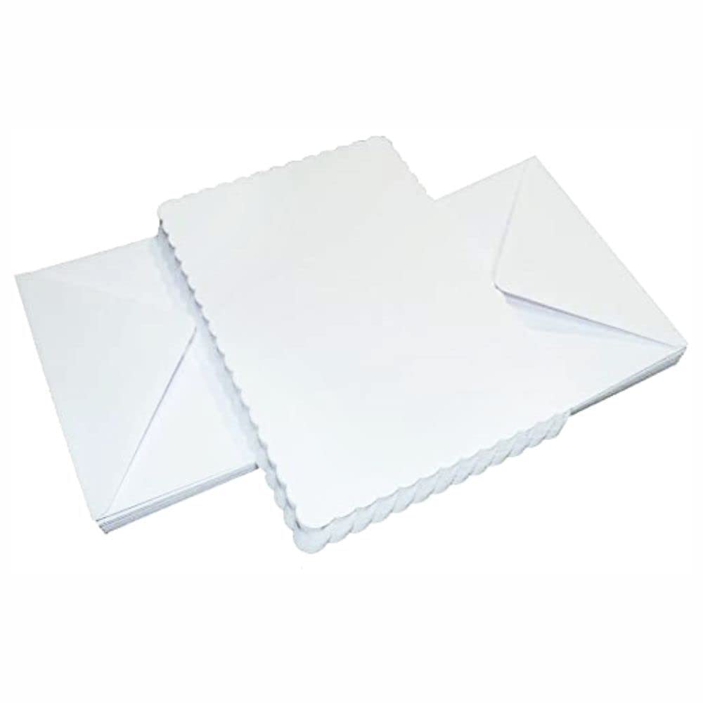 3 Ace Crafts C5 White Scalloped Cards and Envelopes for Card Making (50) Birthday, Wedding Invitation, Paper for Craft Making, Thank You Card with Envelope, Valentine's Day, Thanksgiving, Christmas — image 1
