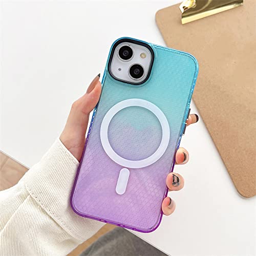 Coque transparente premium en TPU nid d'abeille bleu iPhone 14 ProMax