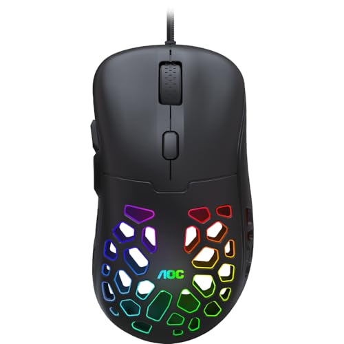 Image of AOC 2.4GHz Ergonomic Mouse, Wireless Bluetooth Vertical Mouse for Work, 4800 DPI Optical Tracking, 5 Adjustable DPI, Quiet Clicks, RGB Light, Compatible with Computer, Laptop, PC, Mac, Desktop - Brown