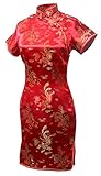 7Fairy Women's VTG Red Dragon Mini Chinese Wedding Dress Cheongsam Size 2 US