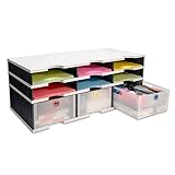 Desktop Organizer 6 Letter Tray Sorter Plus Riser Storage Base & 3 Storage Drawers - Ultimate Office TierDrop Plus Stores All of Your Documents and Supplies in One Compact Modular System