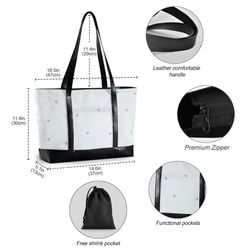 Blue Cute Polka Dots essentials mens laptop bag with zipper work totes for women work with4