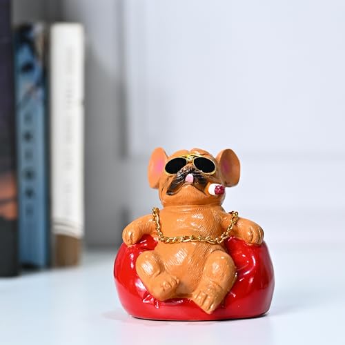 Image of ZAICUS Bulldog On Couch Showpiece Figurine | Fierce Resin Bulldog Statue for Home, Office, or Car Decor | Decorative Piece for Modern & Rustic Spaces- Multicolor
