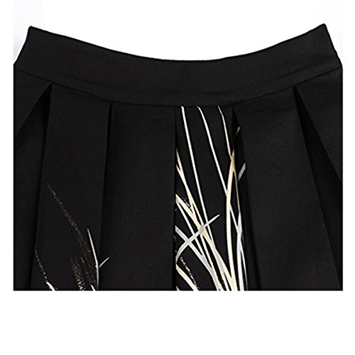 image for Girstunm Women's Pleated Vintage Skirt Floral Print A-line Midi Skirts