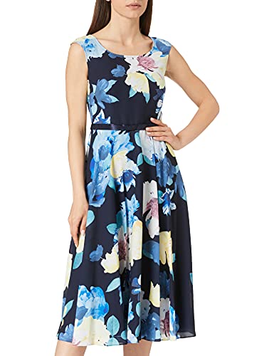 Preisvergleich Produktbild Vera Mont Damen 4362 / 4201 Cocktailkleid, Dark Blue / Yellow, 36 Kurz