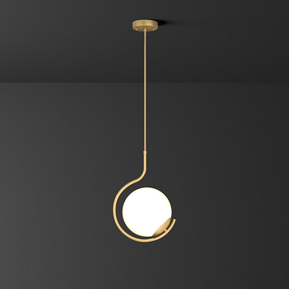 RSZCSMO Postmodern Simple LED Bedroom Bedside Chandelier Nordic Light Luxury Living Room Dining Room All Copper Glass Chandelier, Suitable for Bar Hotel, Lighting Fixture.