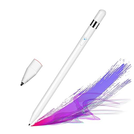 Stylus Pens for iPad Pencil - KKUYI Ultra-Slim 1.3mm Fine Point Active Stylus Pen with Nano Nib - Rechargeable Digital Stylus for Precise Writing & Drawing Universal for Apple iPad /iPhone