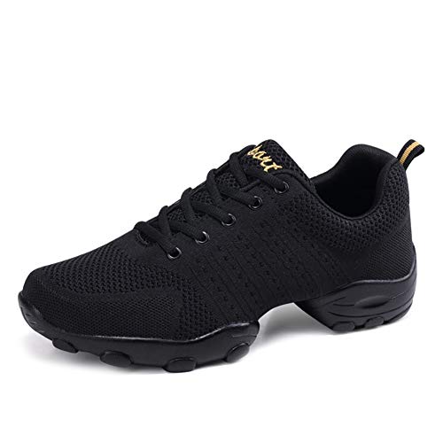 Men's Lace-up Dance Sneakers -Breathable Synthetic mesh -Split Sole Athletic Walking Jazz Dance Shoes Platform