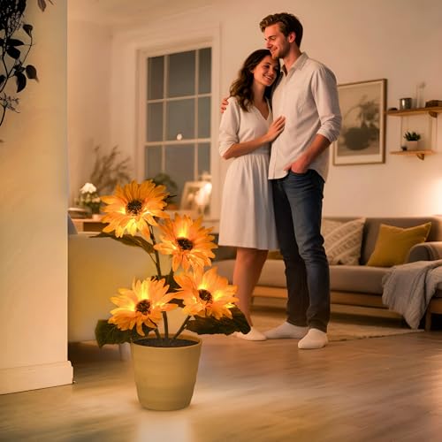 Image of Sunflower Lamp Gifts for Women Mom Grandma Girlfriend Friend Wife Her Christmas Valentines Mothers Day Anniversary Birthday Gifts, Bedroom Bar Coffee Shop Sunflower Light Lamp Decor