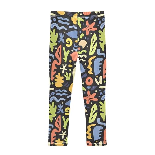 Abstract Palm Tree Summer Girls Leggings Soft Stretch Workout Yoga Dance Pants for Kids Casual Tights2