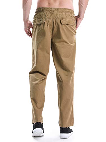 Men's Lightweight Casual Pants Elastic Waist Pull On Work Travel, Teen Boys Husky Pants Yellow Tag 8XL - US 462