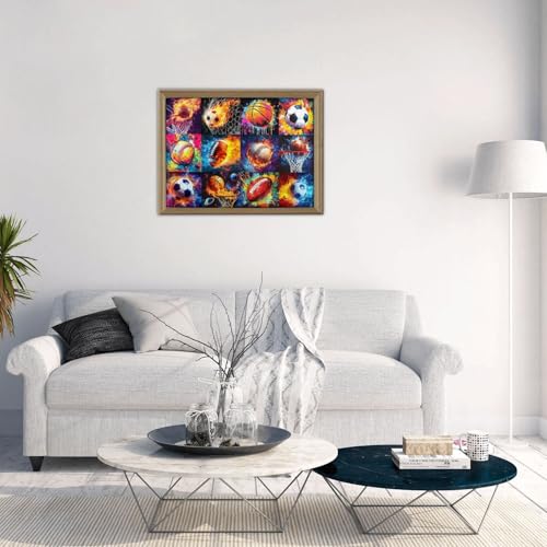 Rompecabezas de Graffiti Sports Balls de 500 piezas, arte abstracto con balones de baloncesto y fútbol, rompecabezas divertidos para adultos, decoración para el hogar y regalos miniatura 7