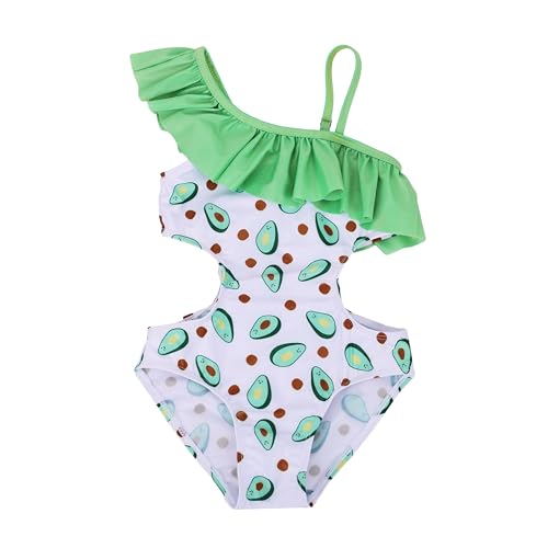 Image of LIZENS Girls' Swimwear Cut Out Trim Ruffle One Piece Beach Bathing Suit for Girls Floral Toddler Kids Swimsuit