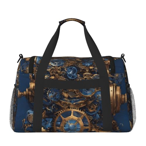 Gears Clock Bronze Century Print Foldable Carry On Tote Large Capacity Hand Carry Bag for Airplane Weekend Getaways2