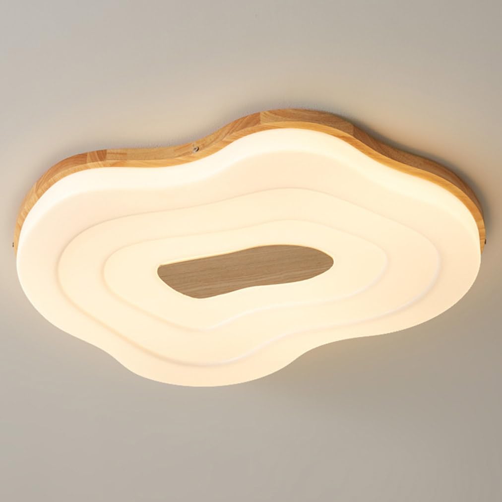 JXYDJH Oak Wood Flush Mount Ceiling Light Fixture LED Hallway Lighting Fixtures with Acrylic Lamp Shade Farmhouse LED Lights Minimalist Beige Ceiling Lamp for Bedroom Hallway Laundry 19.7"