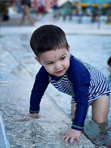 Uideazone Swimsuit For Little Boys Long Sleeve One Piece Bathing Suit Sun Protection Zipper Swimwear With Sun Hat thumb #5