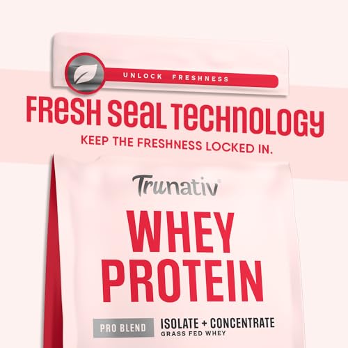 Image of Trunativ Pro Blend Whey Protein Powder Isolate & Concentrate | 100% Light & Clean Protein Powder | 26g Protein | 6g BCAA | 12.52g EAA | No added sugar | Strawberry 2lbs (907g)