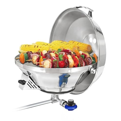 MAGMA Unisex-Erwachsene Products Marine Kettle 3 Combination Stove & Gas Grill, Party Size Bootsgrill, Edelstahl, 17 Inch