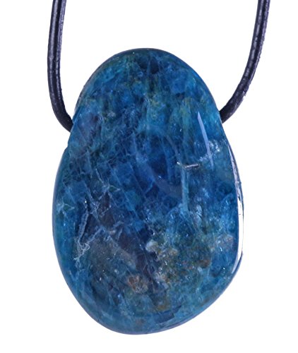 Preisvergleich Produktbild Lebensquelle Plus Apatit Tropfenanhänger Tropfen Anhänger Trommelstein gebohrt mit Lederband