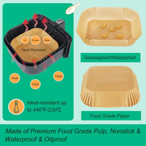 Image of BYKITCHEN 200pcs Air Fryer Liners, Compatible with Ninja Speedi 5.7L, Cosori 5.5L, Ninja MAX PRO /Philips 6.2L, 7.9Inch Large Air Fryer Liner, Baking Parchemnt Paper, Air Fryer Accessories for Kitchen