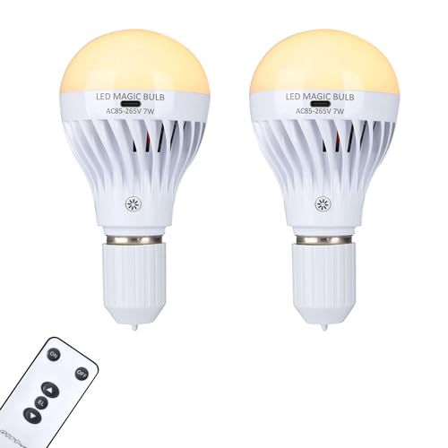 BSOD Upgrade Rechargeable Light Bulbs with Remote, E26 Led Warm Lightbulbs USB Battery Bulbs Emergency Dimmable Ebulbs for Power Outage, Lamp, Home... (USB Warm 2 Pack)