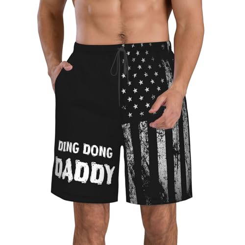 Mens Ding Dong Daddy Swim Trunks Hawaiian Beach Quick Dry Board Shorts Breathable Suits2