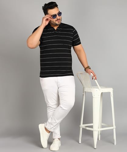 Image of INKKR Half Plus Size Men's Regular Fit Striped Tshirt