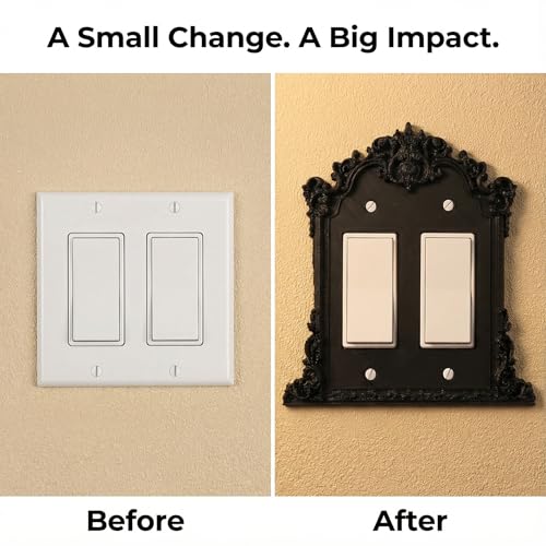 Placa de pared decorativa gótica negra para ocultar imperfecciones en interruptores 3