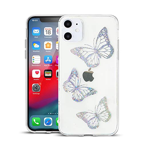 Coque transparente pour iPhone XR souple durable motif nuages paillettes