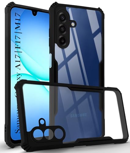 Image of Jkobi Hybrid Back Cover Case for Samsung Galaxy A17 | Samsung Galaxy F17 | Samsung Galaxy M17 5G (Shockproof with Polycarbonate Clear Panel | Professional Black)
