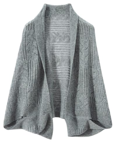 Women's Cashmere Shawl Wraps Hollw Knitted Sweater Open Front Poncho Cape Loose Cardigan Cloak with Bat Sleeves4