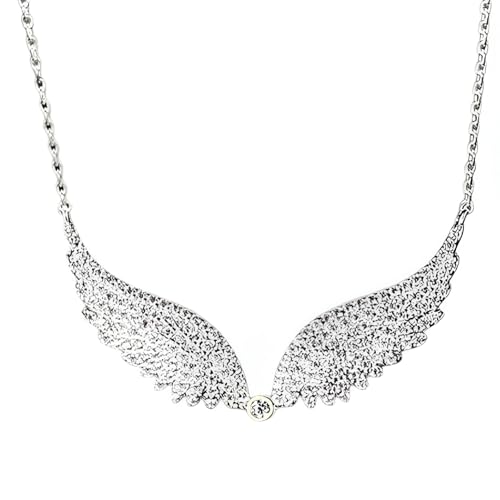Collier argent 925 ailes d'ange et oxydes de zirconium scintillants