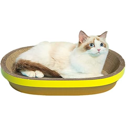 Corrugated Paper Structure Cat Scratching Pads, Cat Scratch Pad,Cat Scratcher Lounge Cardboard Scratch Pad Durable Oval Cats Bed Scratching Box, Furniture Protection Training Toy Cover