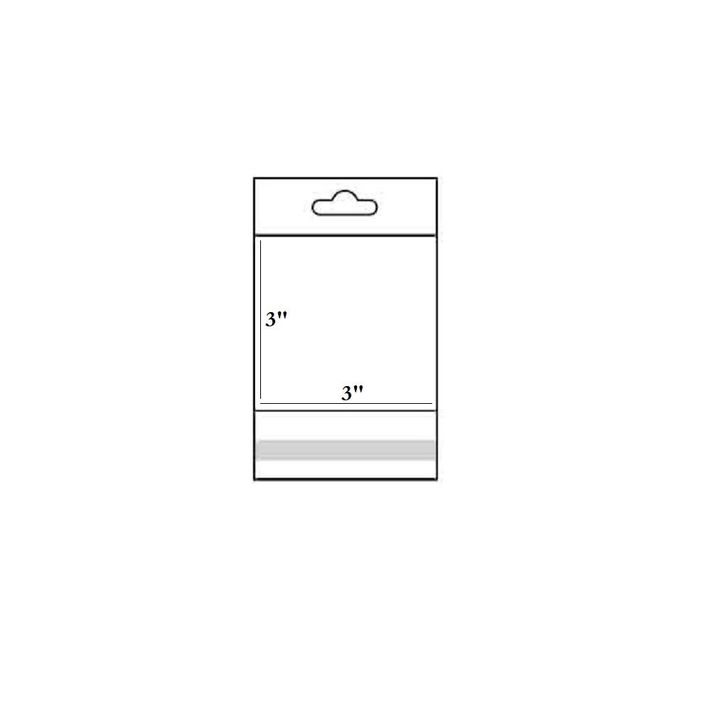 888 Display® - 200 Bags of Ultra Clear Treat, Bakery, Candle, soap, Cookie Bags w/Adhesive Seal (3"x3" - 200 Count, Ultra Clear w/Hanging Header)