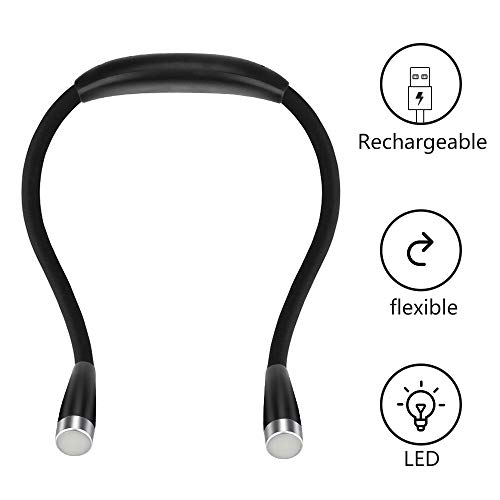 Preisvergleich Produktbild yidenguk Halslampe LED Leselampe Buchlampe Wiederaufladbar Handarbeitslampe Flexibel, 3-Stufe Helligkeit, USB-Kabel Hände frei,Super Flexibel Arm,Perfekt für Bücherwürmer,Stricken,Häkeln