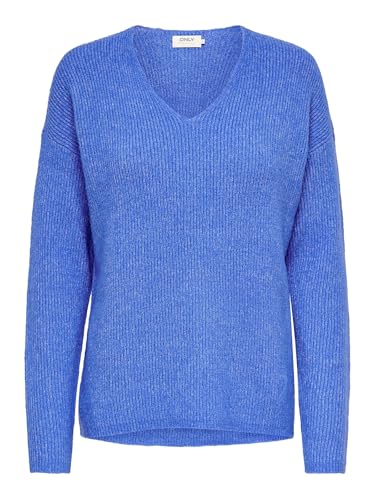 ONLY Damen ONLCAMILLA V-Neck L/S Strickpullover KNT 15204588, Ultramarine/Detail:Melange,XS – Ansicht 1